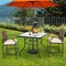 Outdoor Coffee Table Black Iron Frame Tempered Glass Umbrella Hole 32 Inch